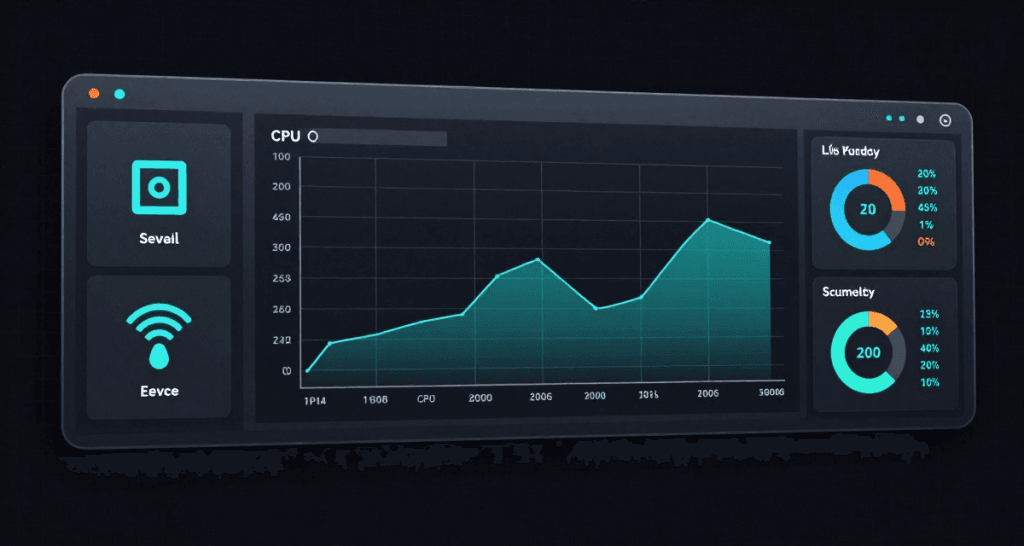 داشبورد سرور با نمودار مصرف CPU