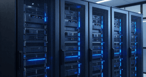سرورهای حرفه‌ای در یک اتاق حرفه‌ای با نور مادون قرمز