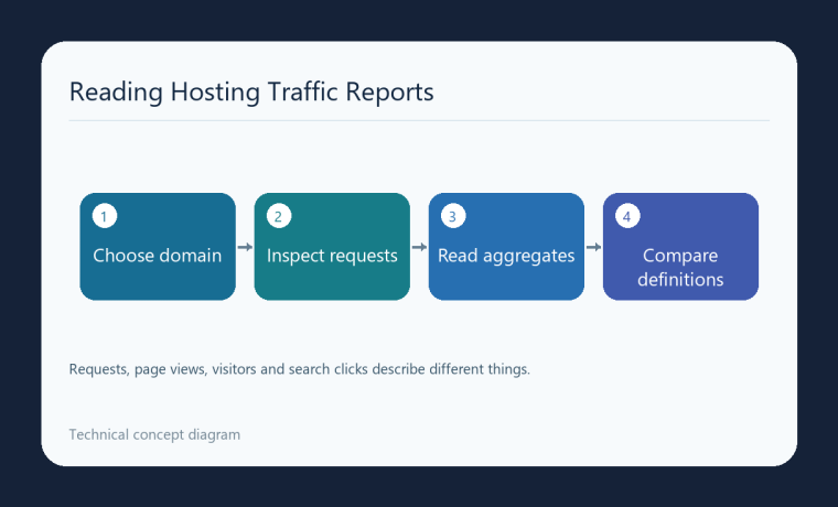 نمودار انتخاب دامنه، بررسی درخواست‌ها، آمار تجمیعی و مقایسهٔ تعریف شاخص‌ها در cPanel